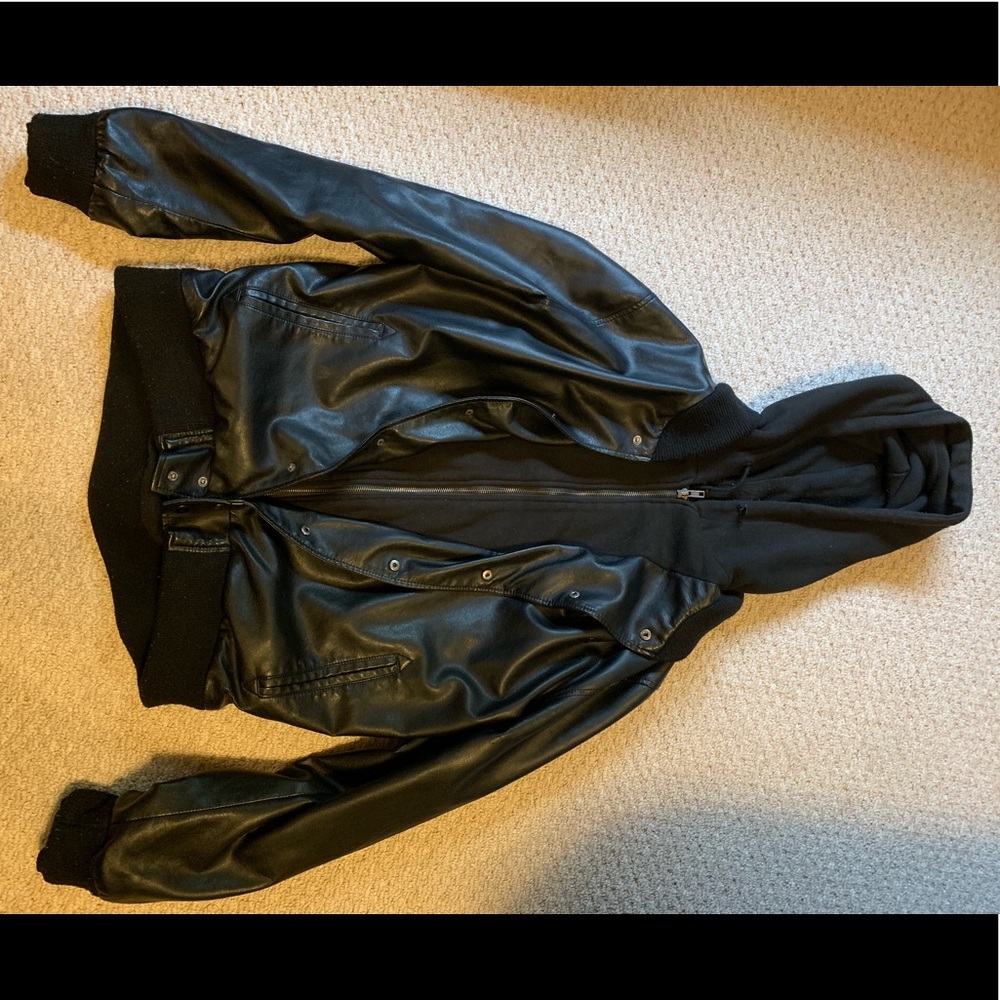 Obey hooded leather jacket